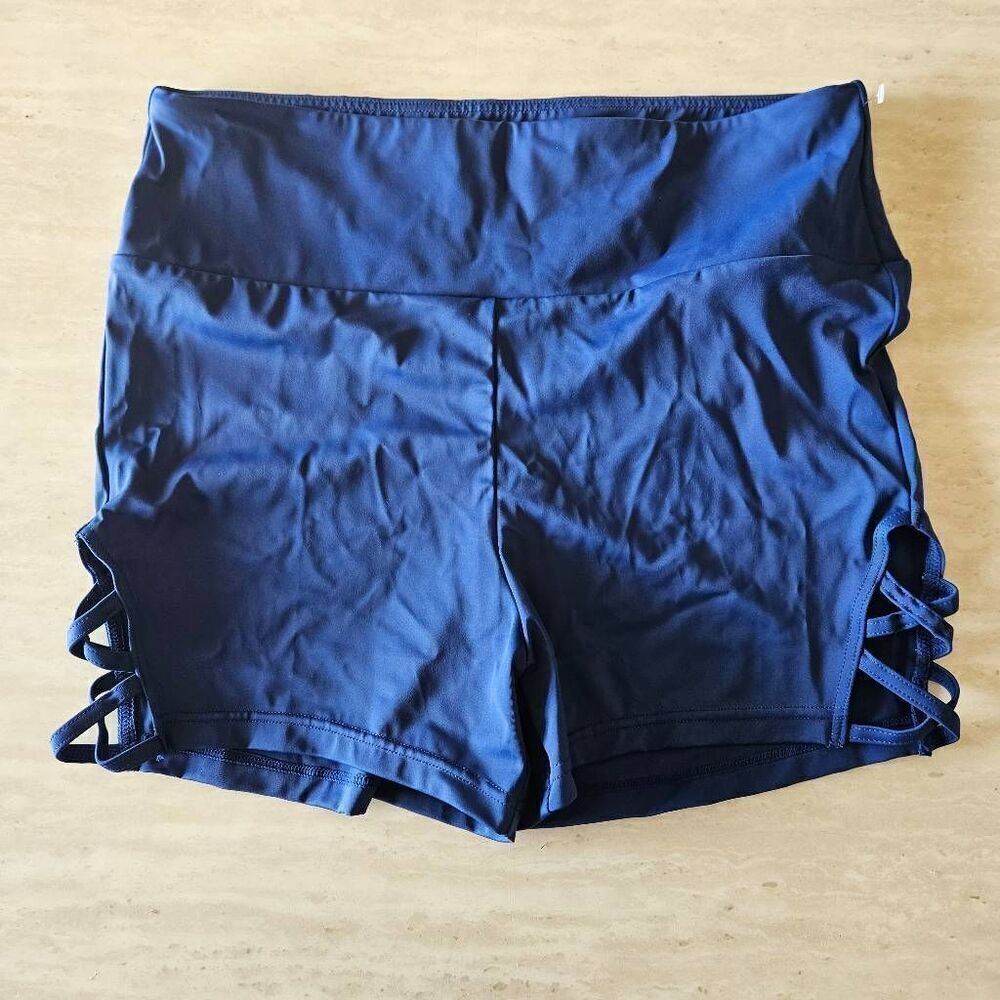 Weissman NWOT adult extra large dance shorts blue contemporary tap solo acro
